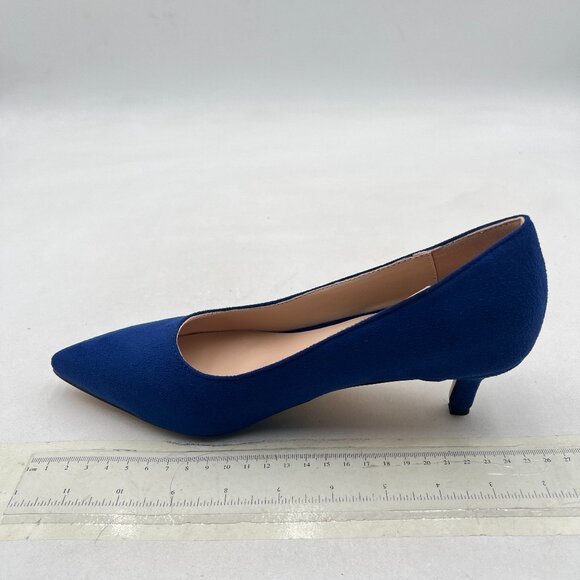 YDN Royal Blue Suede Kitten Heel Pumps Pointed Toe Dress Shoes for Office Lady - Picture 7 of 9